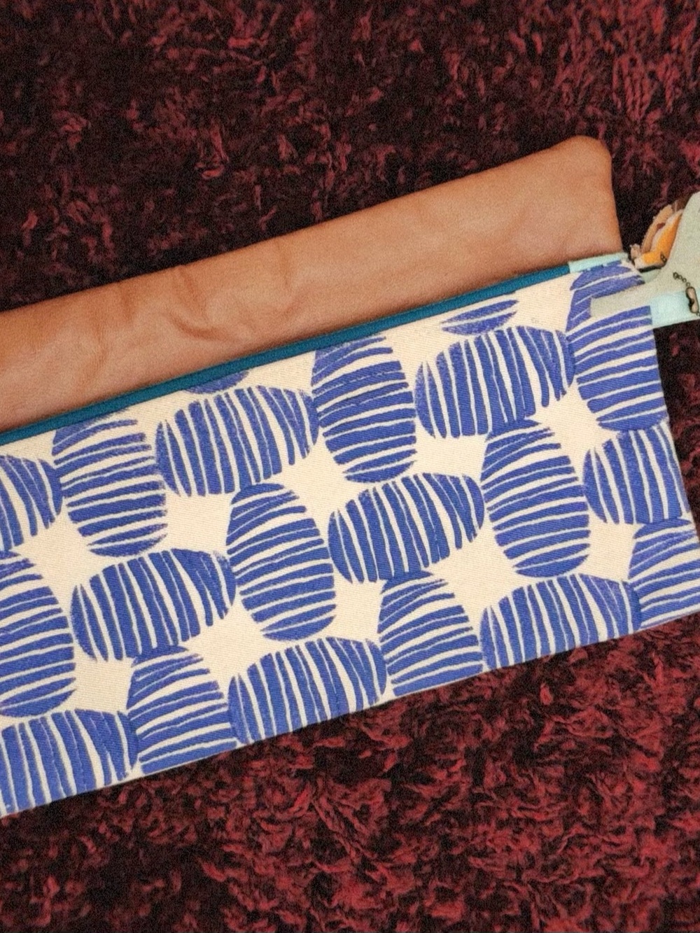 The Tiny Totem Blue Geo Patterned Canvas Clutch (Clean)